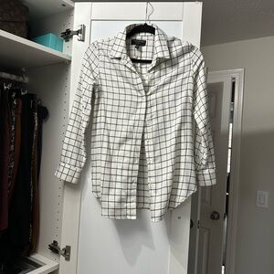 White and Black Checkered Button-Up Shirt
